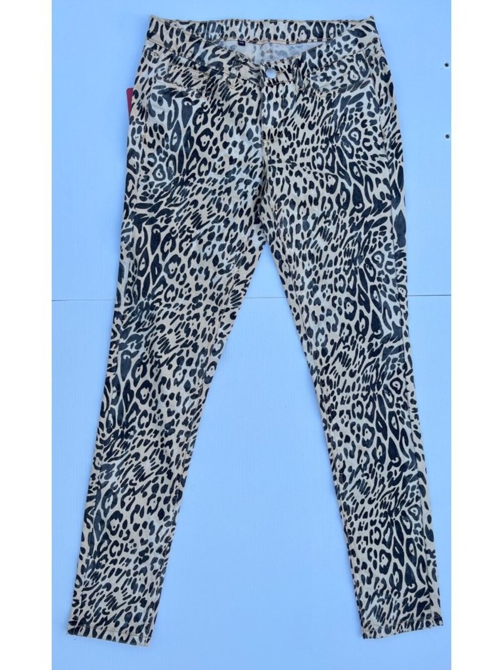 Womens Leopard Print Skinny Jeans Juniors 5/6 Low Rise Stretch Denim - Picture 8 of 10